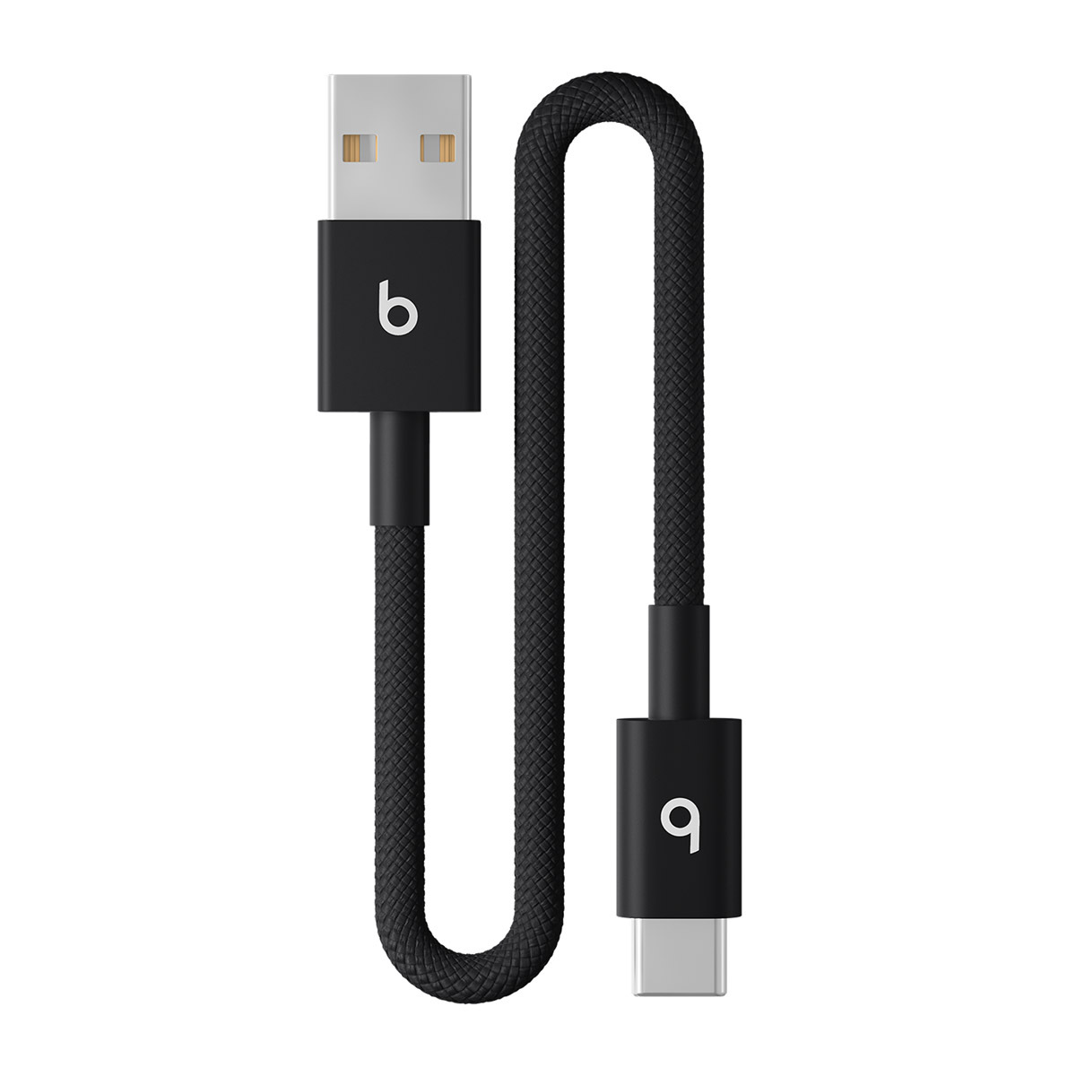 闪电黑 Beats USB-A 转 USB-C 短编织连接线的特写