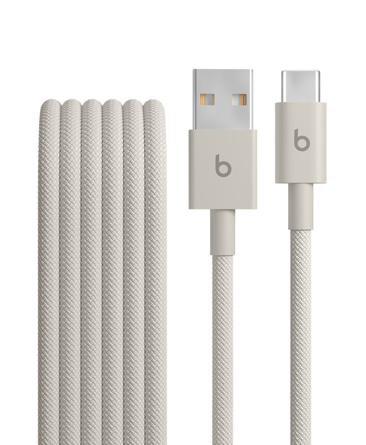 奔涌灰 Beats USB-A 转 USB-C 编织连接线的特写