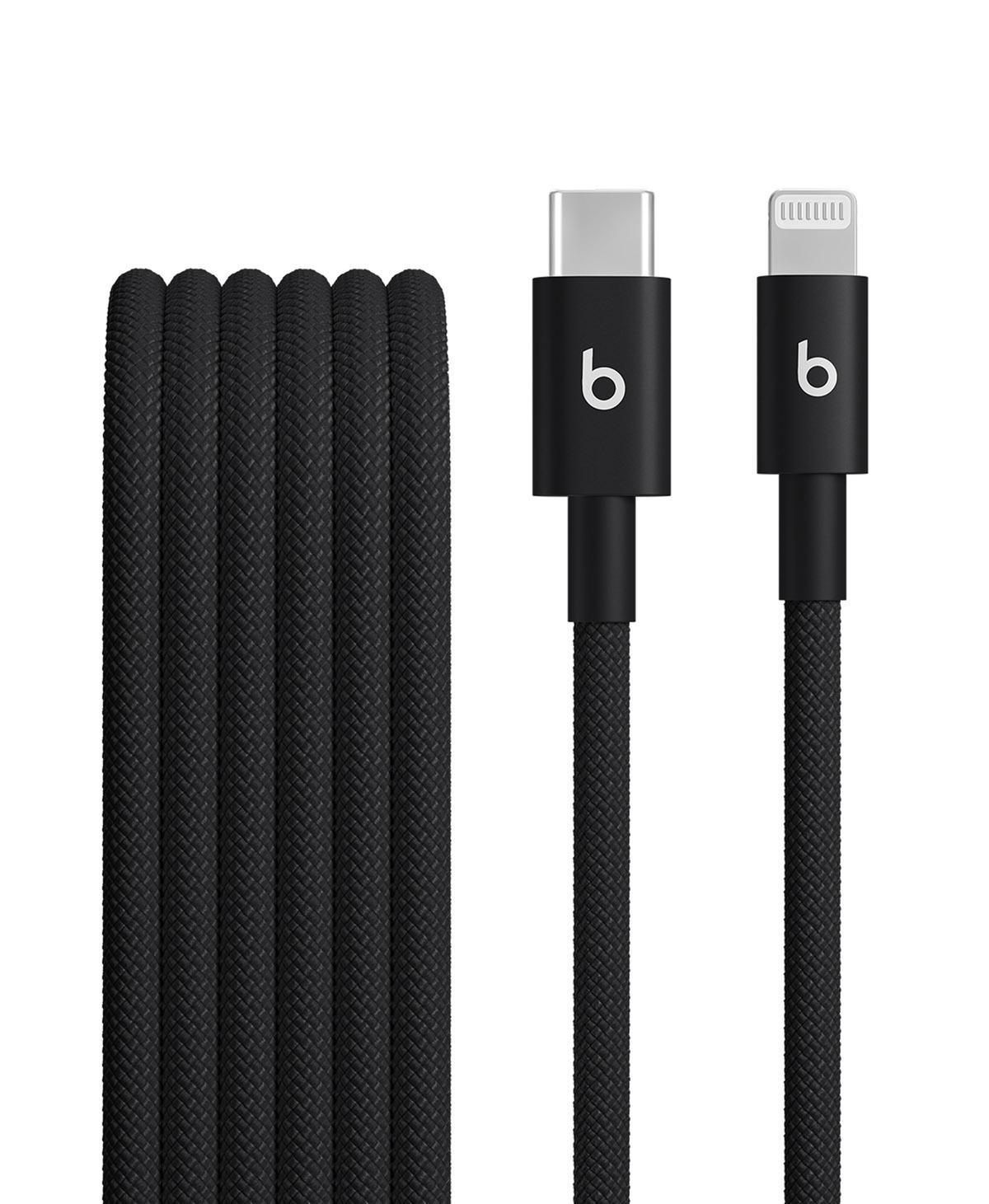 闪电黑 Beats USB-C 转闪电编织连接线的特写