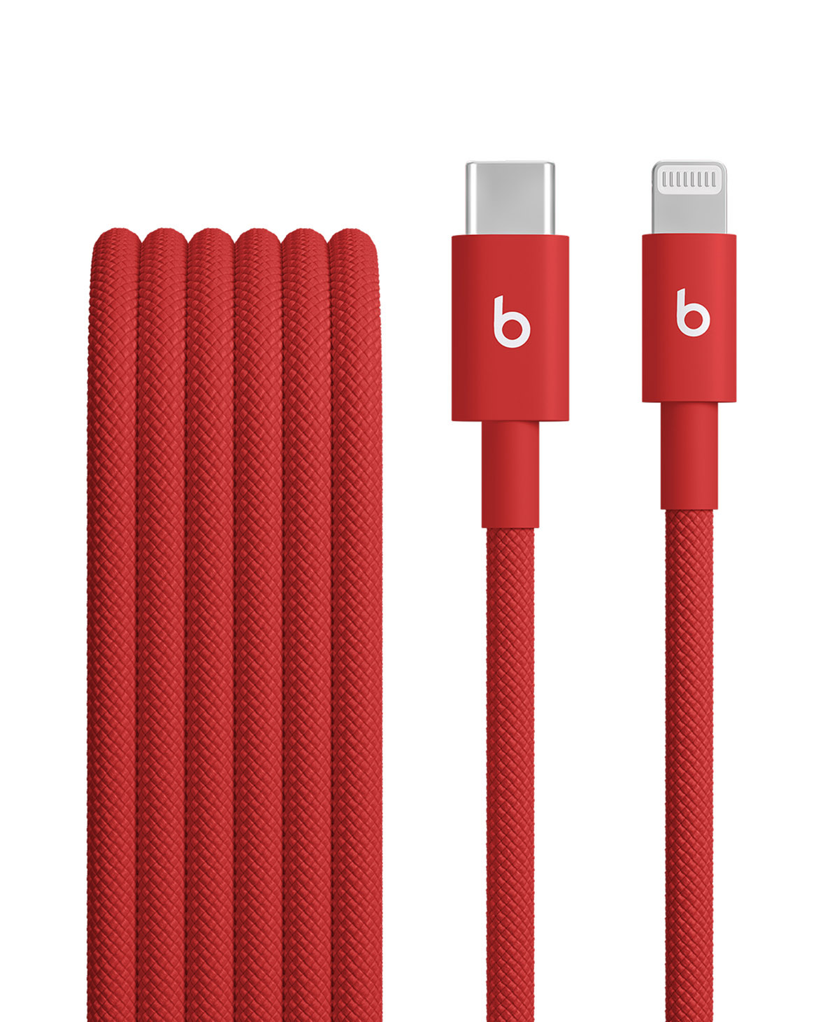 劲速红 Beats USB-C 转闪电编织连接线的特写