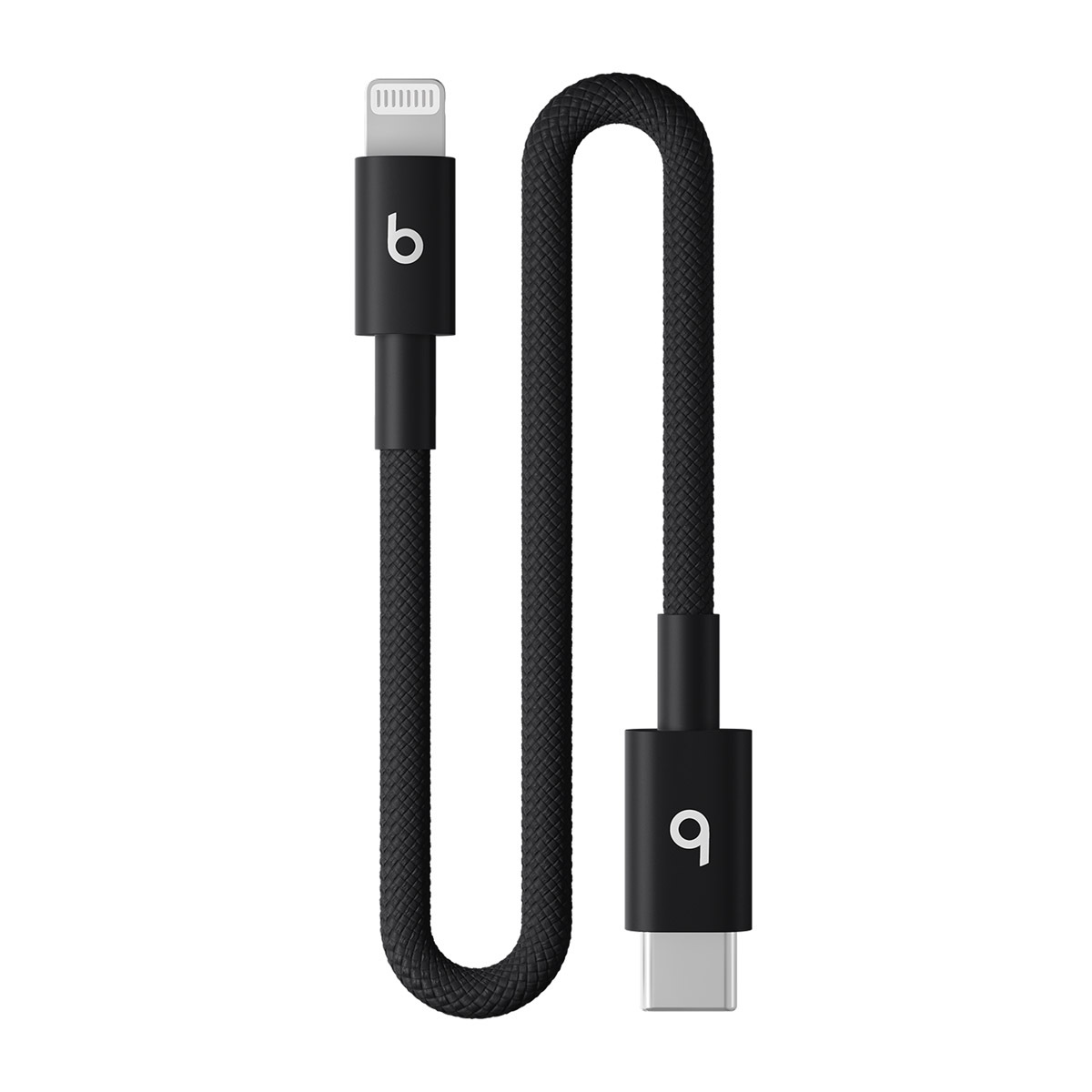 闪电黑 Beats USB-C 转闪电短编织连接线的特写
