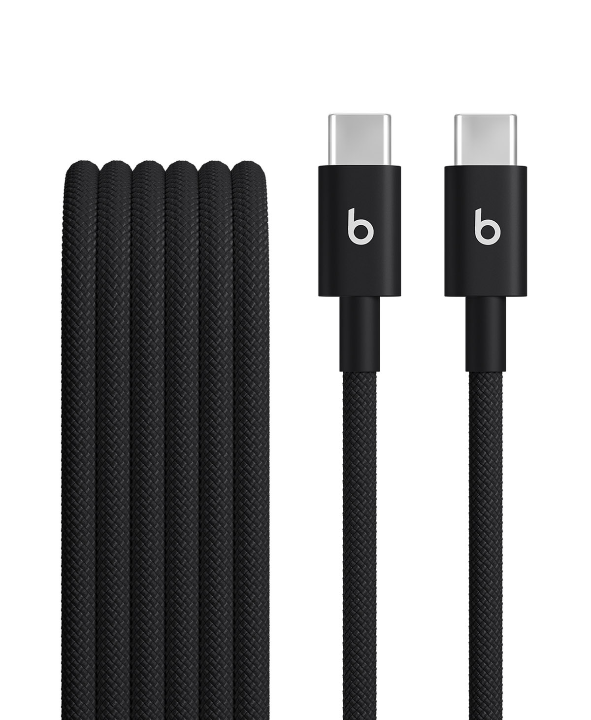 闪电黑 Beats USB-C 转 USB-C 编织连接线的特写